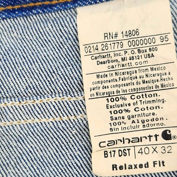 Carhartt Relaxed Fit Blue Jeans Workwear Mens Size 40x32 - Picture 11 of 11